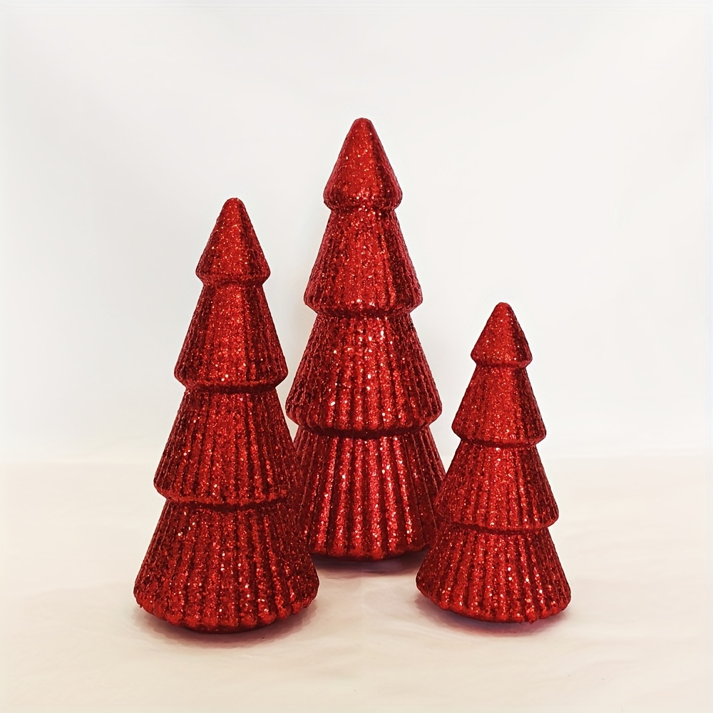 Image of 3pcs Mini Christmas Trees, , White Red, Valentine's Day, 's Day, Desktop Decor, Holiday Decor, Window Decor, Home Decor, Valentine's Gift, 's Gift, Halloween Decor