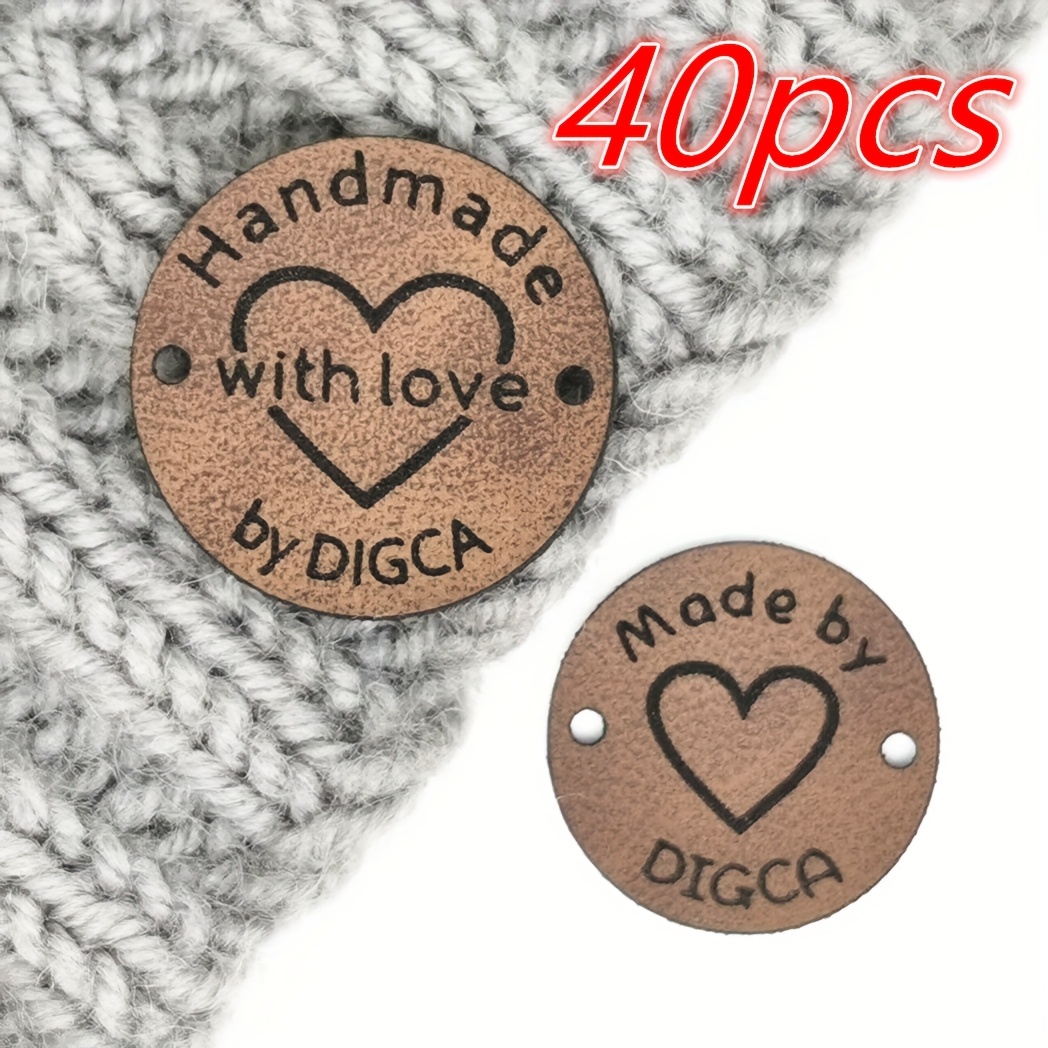 TEMU 40pcs Customizable Artificial Leather Tags - 2 Sizes (2.5cm & 2cm) Heart-shaped With "" Engraved, Personalized Name Gift For Jewelry, Crafts,