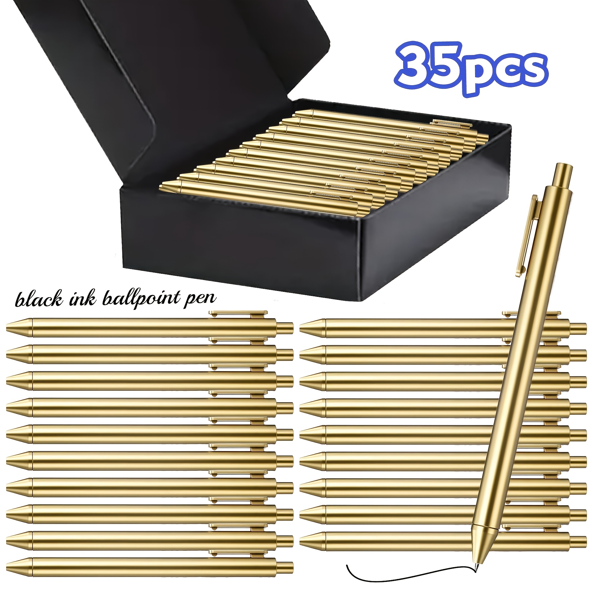 Image of Custom 35pcs Luxury Retractable Ballpoint Pens, Ink. Laser-engraved Text, Smooth Writing Pens, Suitable For Weddings, Bridal Parties, Business Offices, Students, Teachers, Schools, Diaries, And Gifts