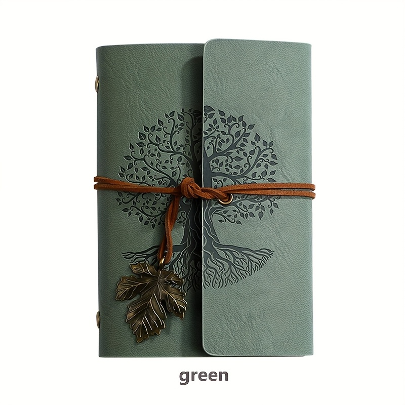 TEMU Vintage-inspired Spiral Notebook With Wish - Leather, Travel Journal With Ribbon Closure, Recording And Memories, Travel Journaling | Decorative