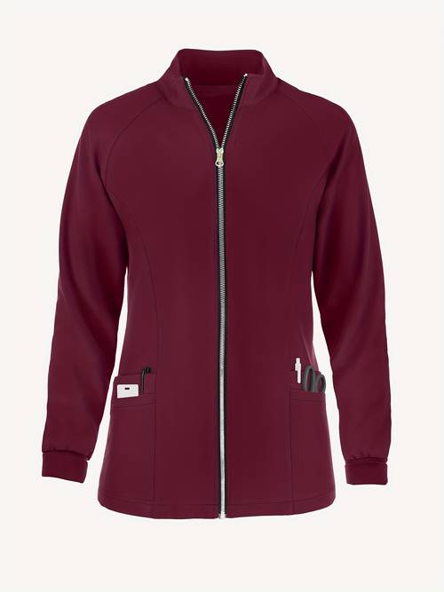 frauenmode-purple-zip-up-jacke mit stehkrage - weich, atmungsaktive polyester-mischung, maschinenwaschbar, funktionale , ideal für casual- und business-kleidung, casual wear jacke|moderne jacke|dehnbares gewebe