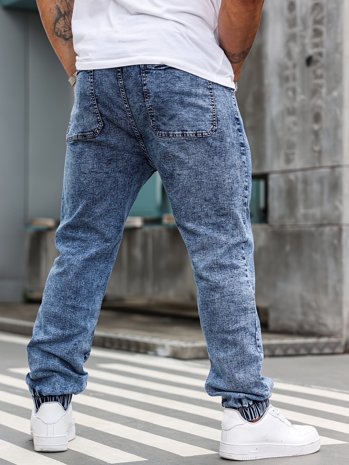 Plus Size Men's Casual Jeans - Stretch Denim with Pockets, Machine Washable, All-Season Comfort Fit, Cowboy Jeans, PLUS SIZE