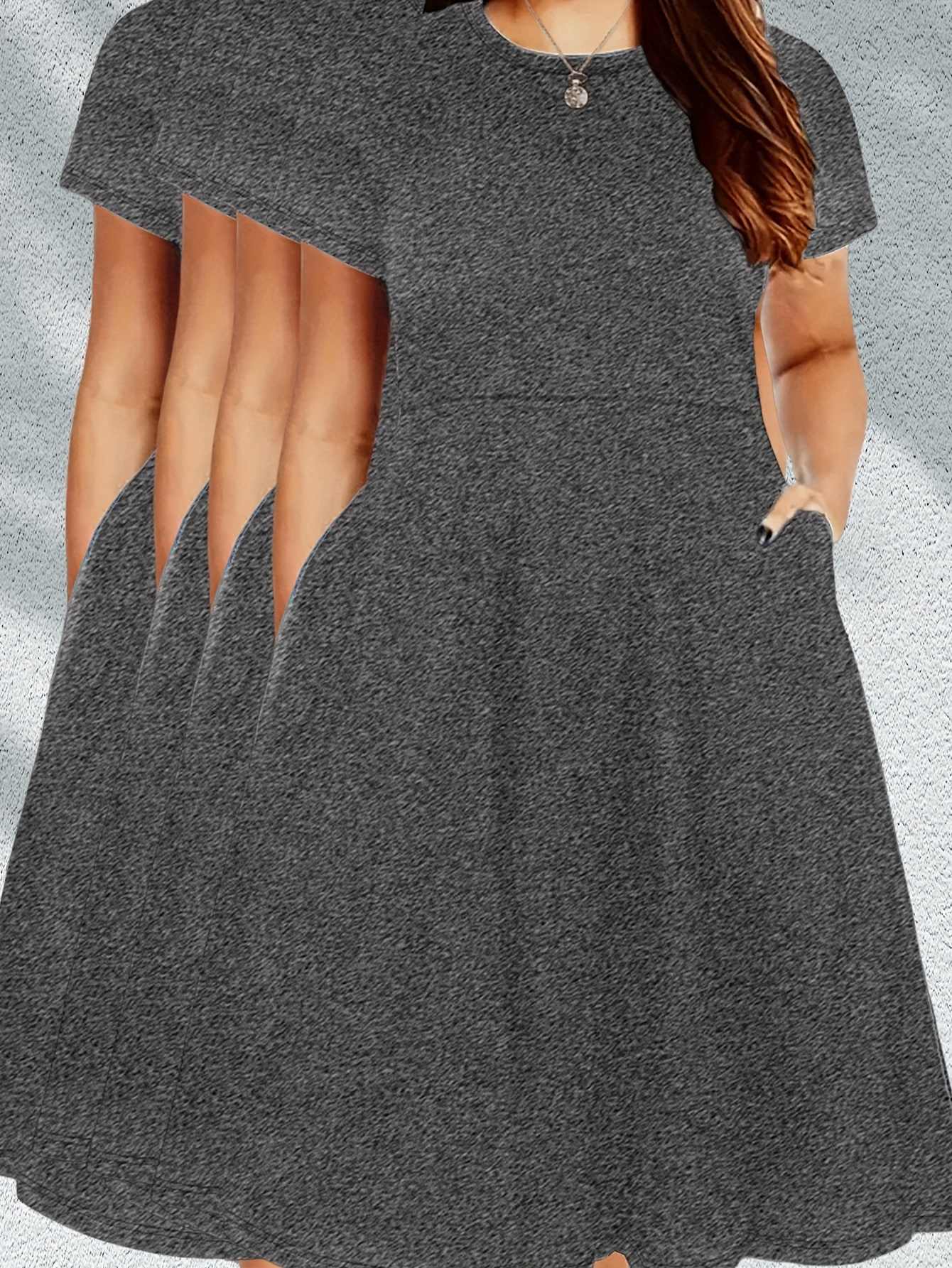 plus size peplum midi dress casual gray t shirt dress short - Temu Cyprus