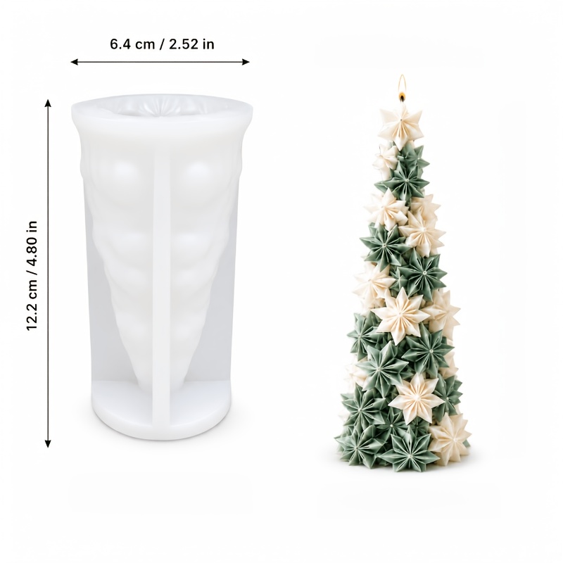 TEMU Stampo in silicone resina, stampo in silicone a forma di stella 3D per fiori, albero di Natale, candela, riutilizzabile, facile da sformare, per