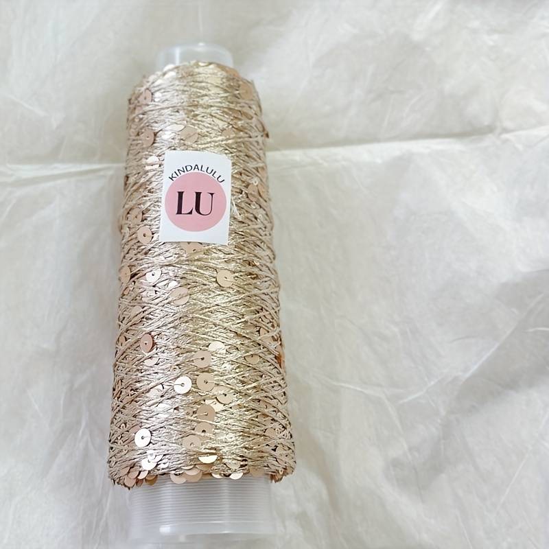Fil à Paillettes Scintillantes 100% Coton - 656 Mètres / 200g - Rose, Pour Crochet, Tricot, DIY