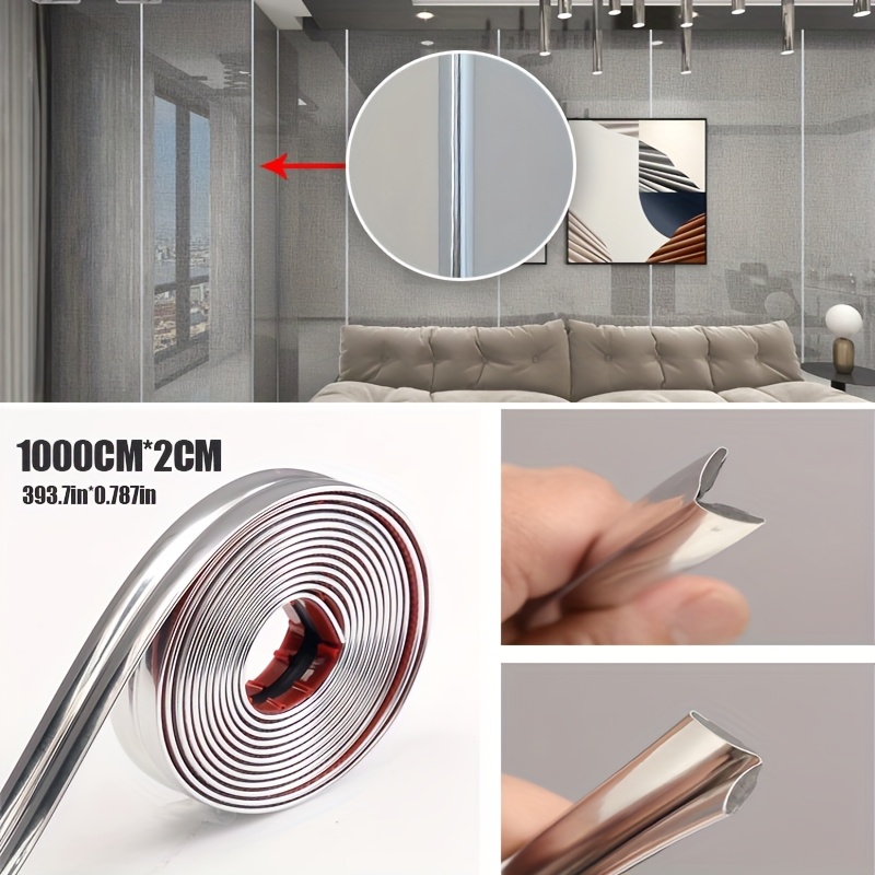 TEMU 1 Rotolo [10 ], Lussuoso Rivestimento Angolare per Pareti Lucido con Texture Metallica, 393.7Inch X 0.0787Inch, Materiale in PVC Vinilico ,