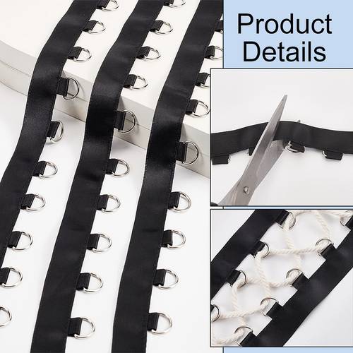 1 roll of black polyester sewing webbing 1 83m d ring chest strap fabric craft kit