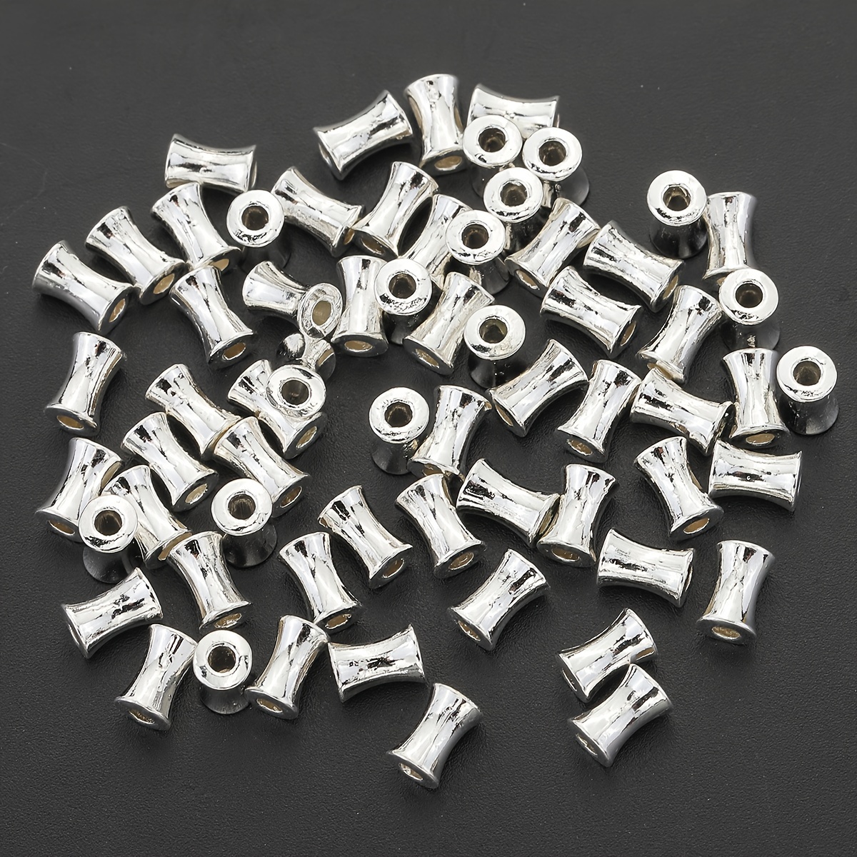 Image of 100pcs Alloy Rhombus Bamboo Spacer Beads Bamboo Waist Spacer Beads Bamboo Knot Shape Loose Beads Small Barbaric Waist Beads Hole Beads Pad Handmade Necklace Brac