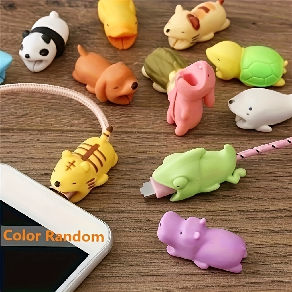 

5pcs, Multiple Creative And Cute Animal Bites Randomly Sent, Take A Bite Usb Charger For Ipad Data Protection Case, Cute Mini Wire Protection Case