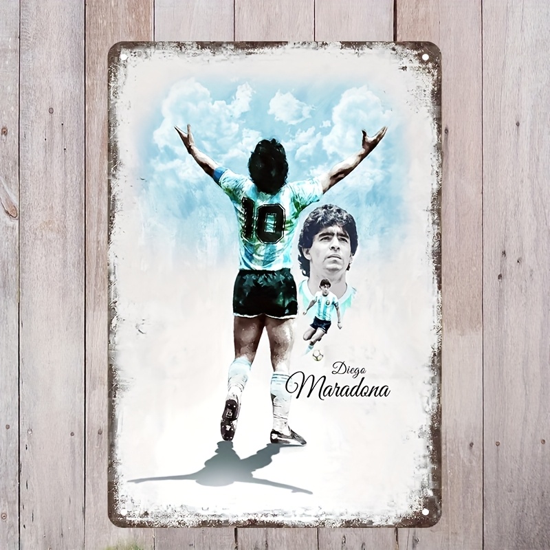 

Room Decor 1pc Maradona Vintage Metal Tin Sign, Retro Soccer Wall Art, Aluminum Home Decor For Garage, Bar, Man Cave, 7.8 X 11.8 Inches