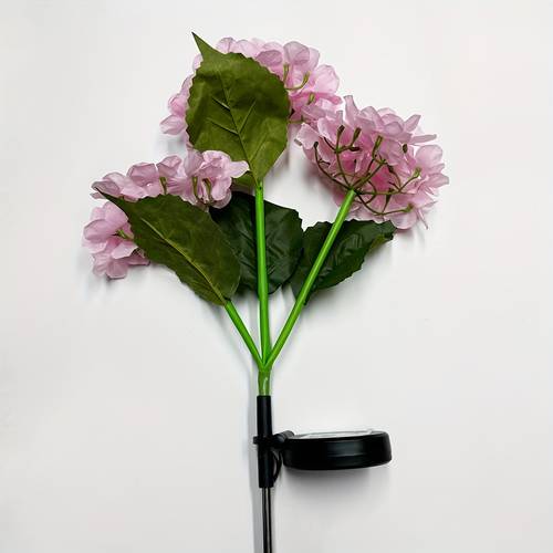 1pc solar hydrangea led light realistic artificial garden decor semi embedded lawn lamp with on off switch control suitable for outdoor courtyard terrace lawn and ideal mothers day gift garden decoration