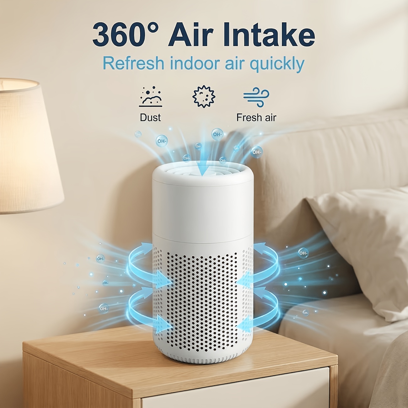 2026 New Model HEPA Negative Ion Desktop Air Purifier | Quiet Anti-Allergy Odor Eliminator | Effectively Removes Pet Dander, Cigarette Smoke, Pollen, Formaldehyde, and PM2.5 | Equipped with Type-C Port, Suitable for Bedrooms and Offices