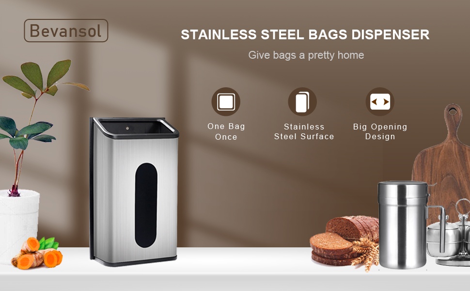 stainless steel garbage bag dispenser wall mounted plastic Temu