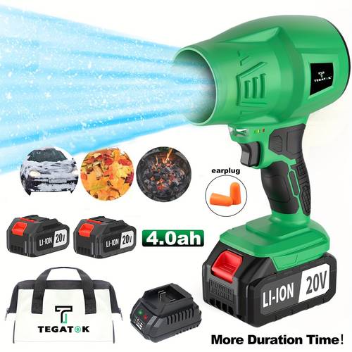 hand held cordless blow leaves blower with 4 0ah battery and fast charger high power powerful turbo blower blowing blow leaves dust car wash blowing water dust removal