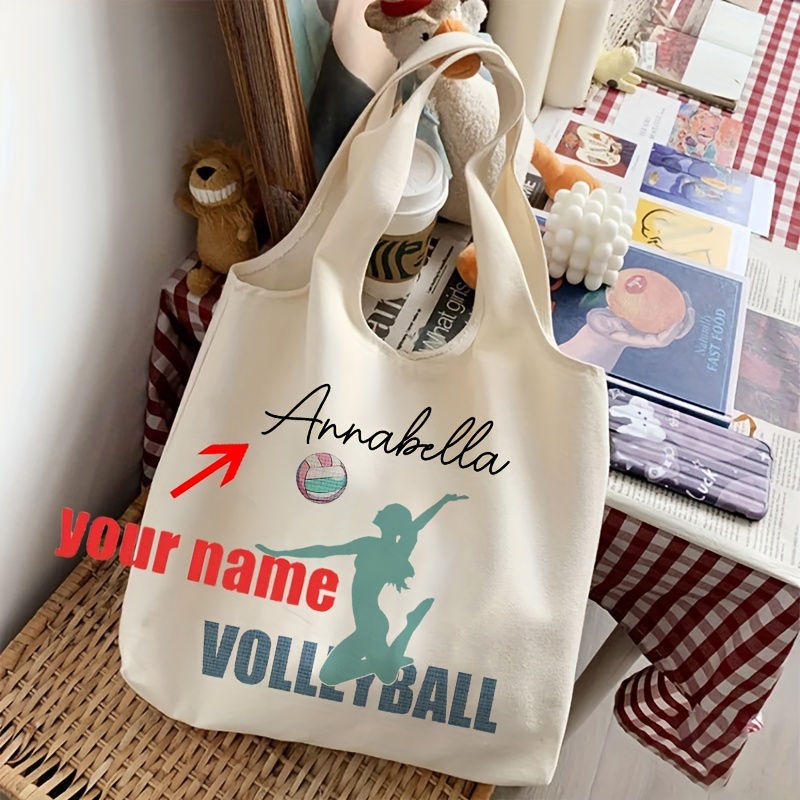 

Custom Volleyball-themed Tote Bag - Polyester, Foldable & Fade-resistant Shoulder Bag For Daily Use, Travel, And Books - Perfect Gift For Sports Enthusiasts