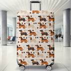 cute dachshund puppy pattern luggage cover lightweight durable polyester suitcase protector with beige brown dust proof travel accessory for men women
