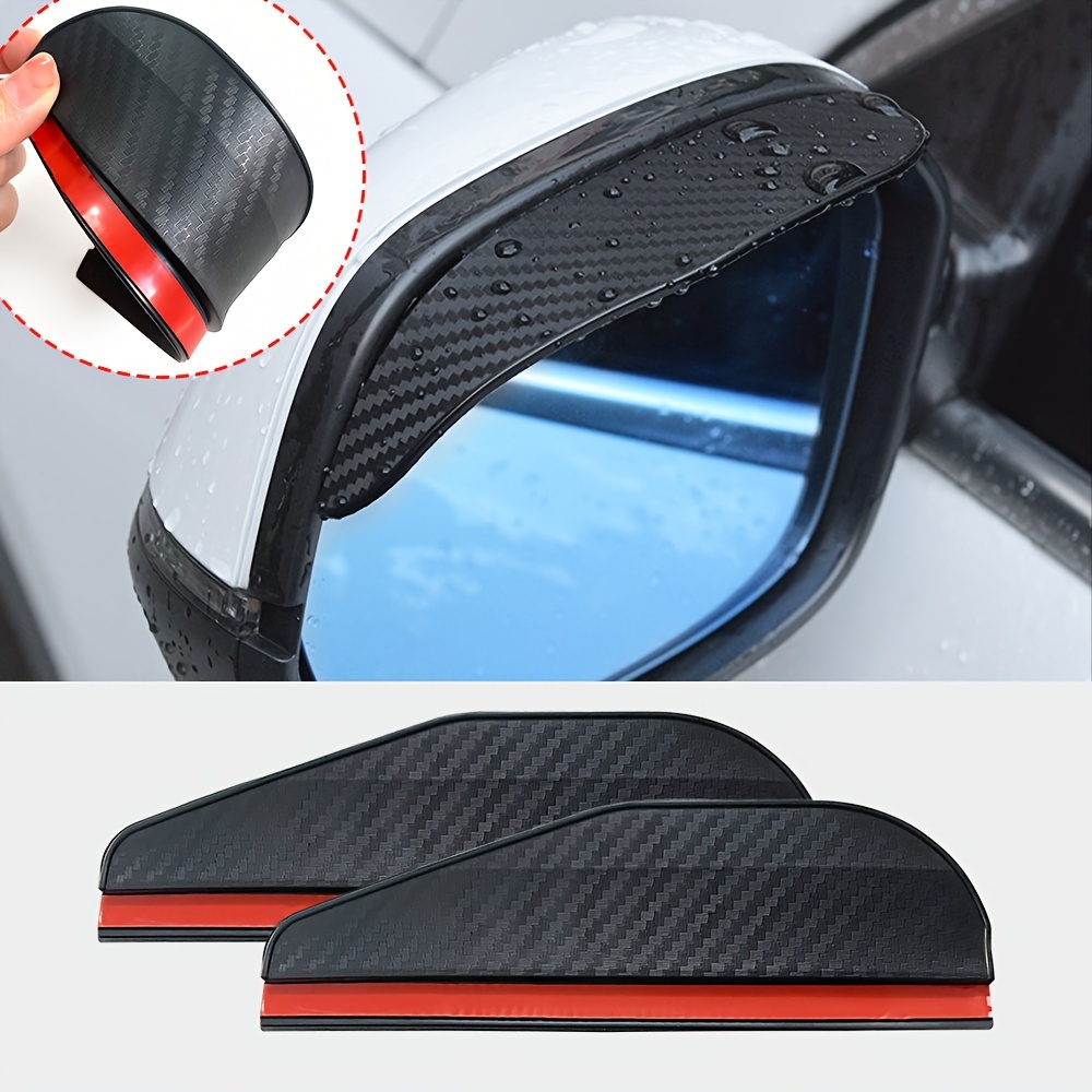 

1 Pair Carbon Fiber Texture Self-adhesive Rain Guards For Cars - Waterproof, -resistant Side Mirror For In