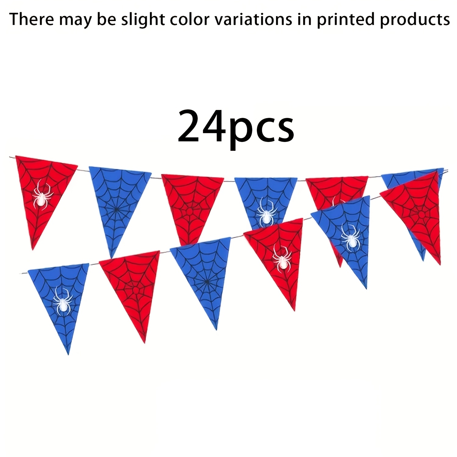 TEMU Drapeau Triangulaire Toile d'Araignée Rouge et Bleue, Bannière d'Anniversaire - Drapeau Triangulaire Décoratif, Convient aux Décorations de ,