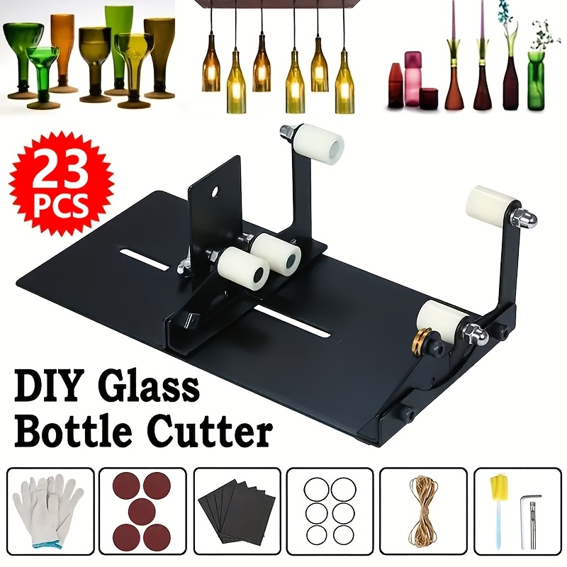 TEMU Kit de 23 pièces d'outils de coupe pour bouteilles en verre, coupe-bouteille réglable en acier inoxydable pour bouteilles de vin et de bière en