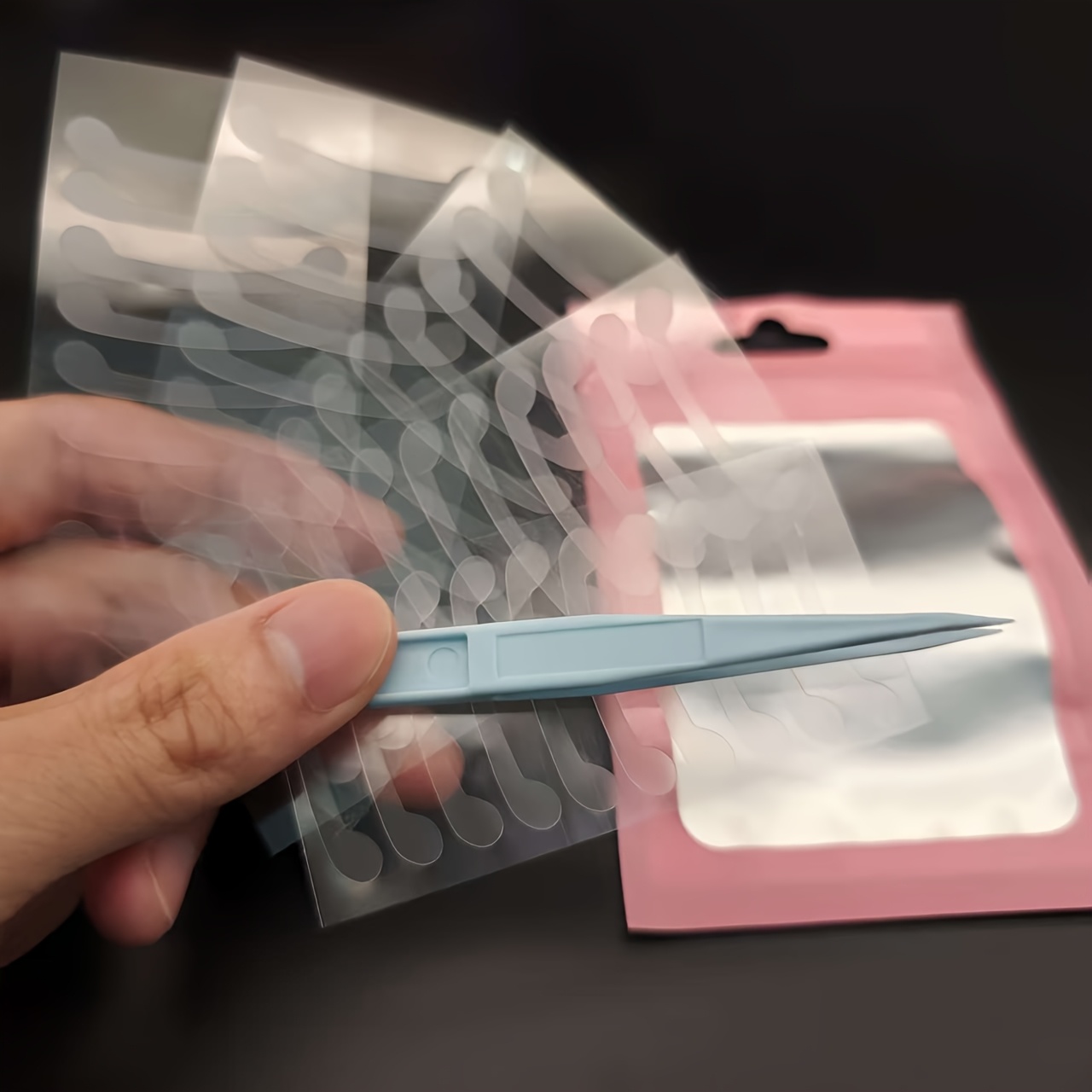 TEMU 100pcs Of Stickers With 1 Tweezers In Random Color. New Invisible Nose Bridge Lifting Patches Designed For Small And Narrow Noses. Exquisitely