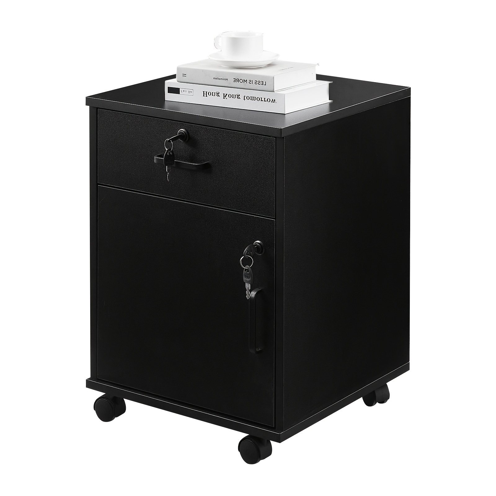 TEMU Rolling Filing Cabinet For Home Office Featuring 1 Drawer, 1 Locker With (two Of Which Are Lockable), And A Printer Shelf