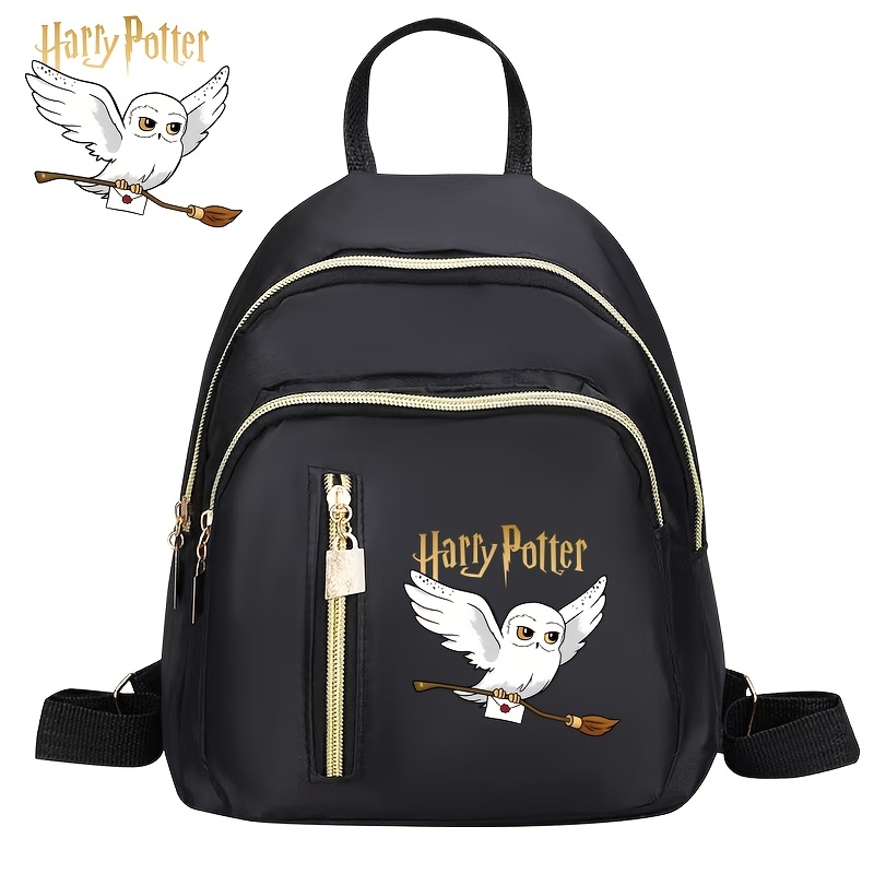 TEMU Wb Harry Potter-themed Mini Backpack - Official Licensed Bookbag With Iconic, Black Suitable For Daily Commute, Travel & Casual Outfits, Layered