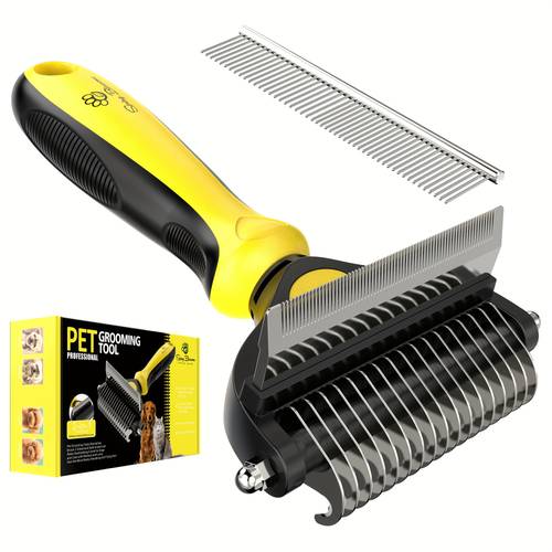 spring pet grooming tool for dogs cats double sided shedding and dematting dog brush for grooming gentle deshedding brush for short to long hair pets pet hairbrush for dogs and cats