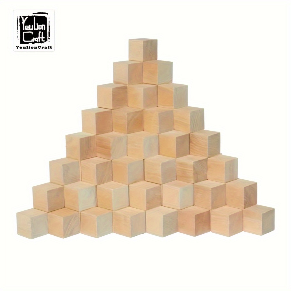 

50pcs 1.5cm/0.59inch 2cm/0.79inch Cube Original Color Pine Wood Block Diy Building Model Material Wood Product Construction Soft Texture Easy To Cut