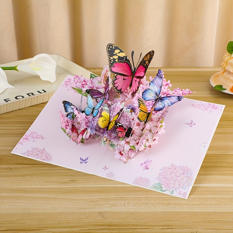

3d Pop-up Butterfly Greeting Card, Handmade Cartoon Patterned For All Occasions - Wedding, Valentine's Day, Birthday, Anniversary, Mother's Day - Suitable For Anyone