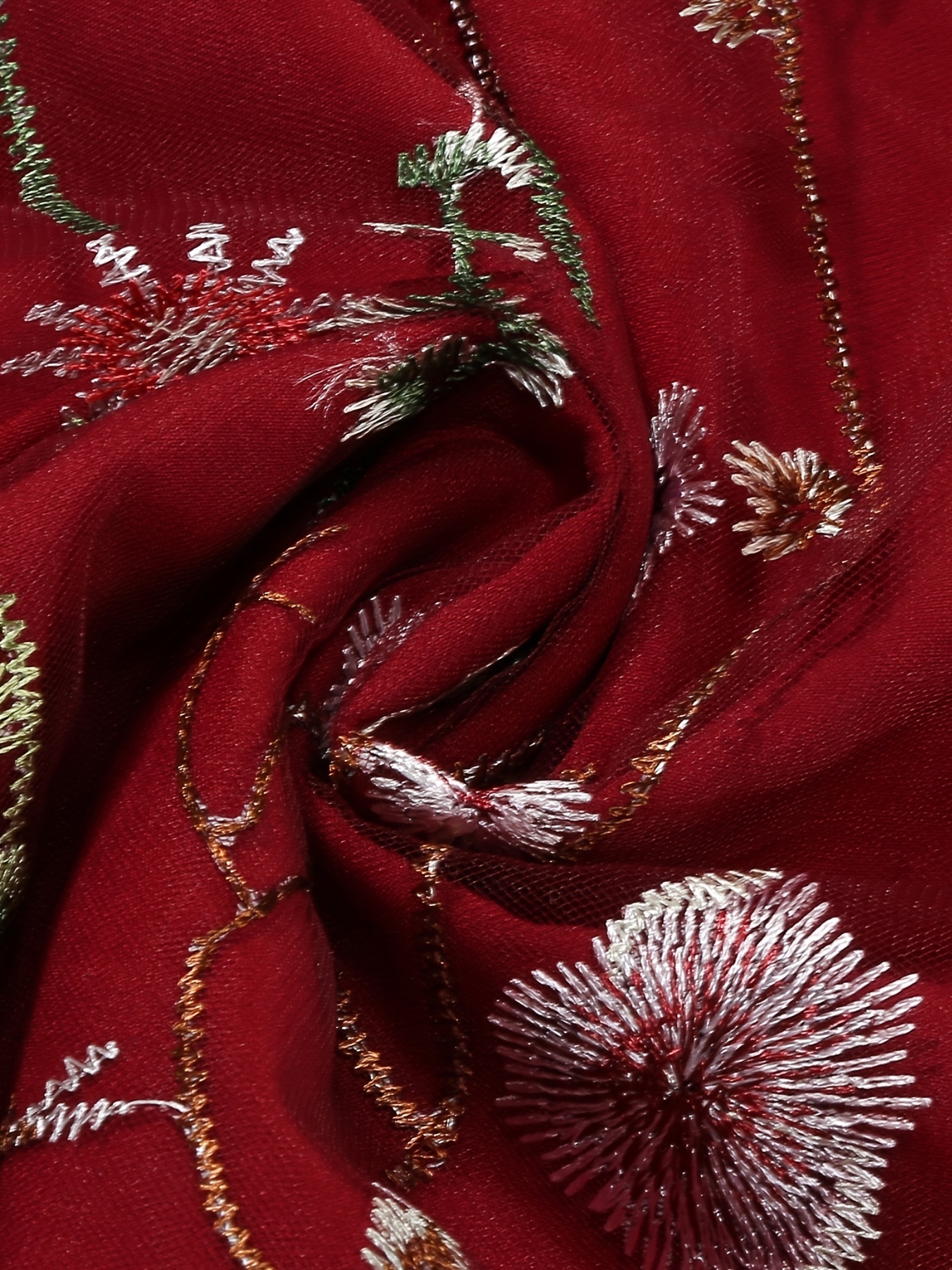Robe Élégante Printemps/Été pour Femme, Brodée Fleurs en Maille, Col Rond, Manches Flottantes, Idéale pour Fêtes, Vacances et Mariages