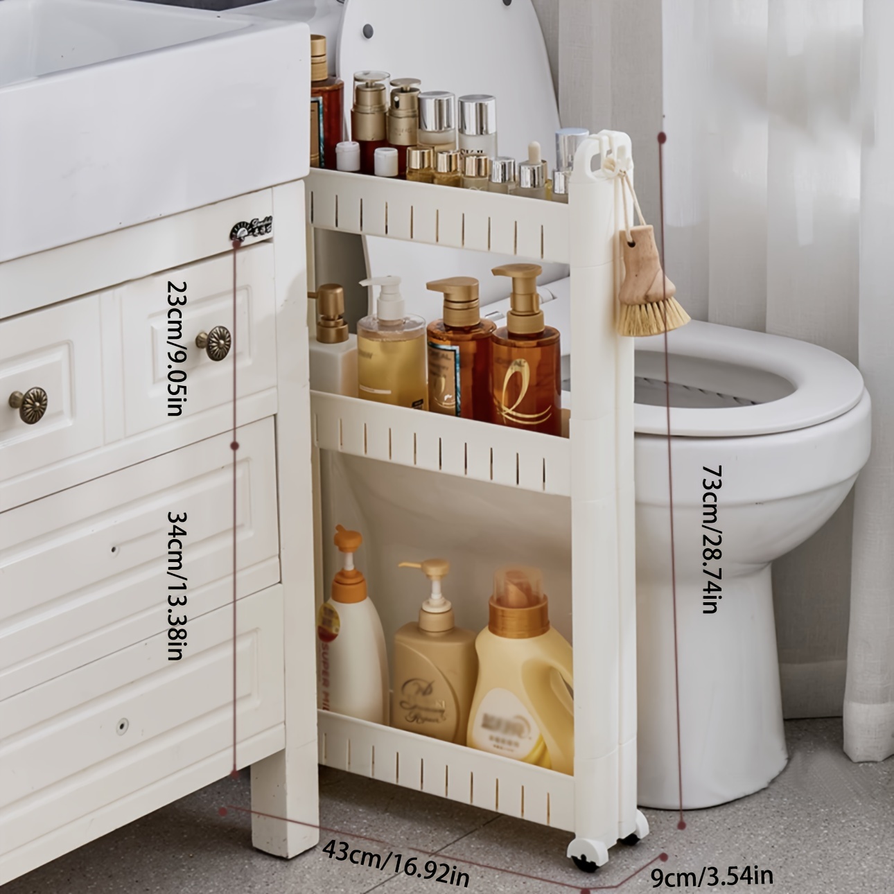 9cm Ultra-narrow Multi-tier Floor/corner Storage Cabinet Suitable, Bathroom, Shelf With Polished, Assembly, Compact Plastic Shelving Unit For Small Spaces, Corner Shelf (no Metal Parts), Utility Racks
