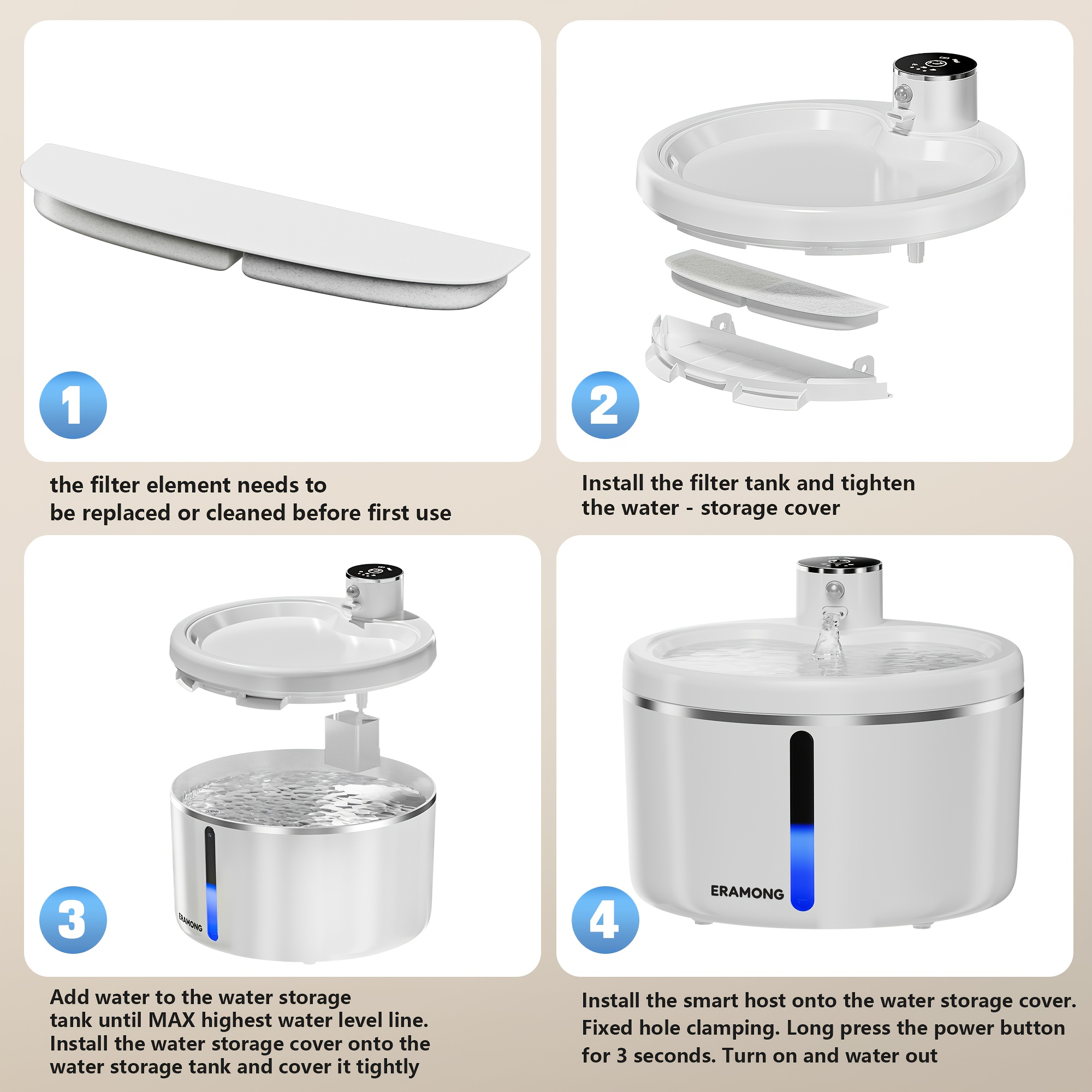 102oz 3l wireless cat water dispenser   water fountain 60 day   automatic flowing fountain style with infrared motion sensor   2pcs replaceable filters christmas gift details 5