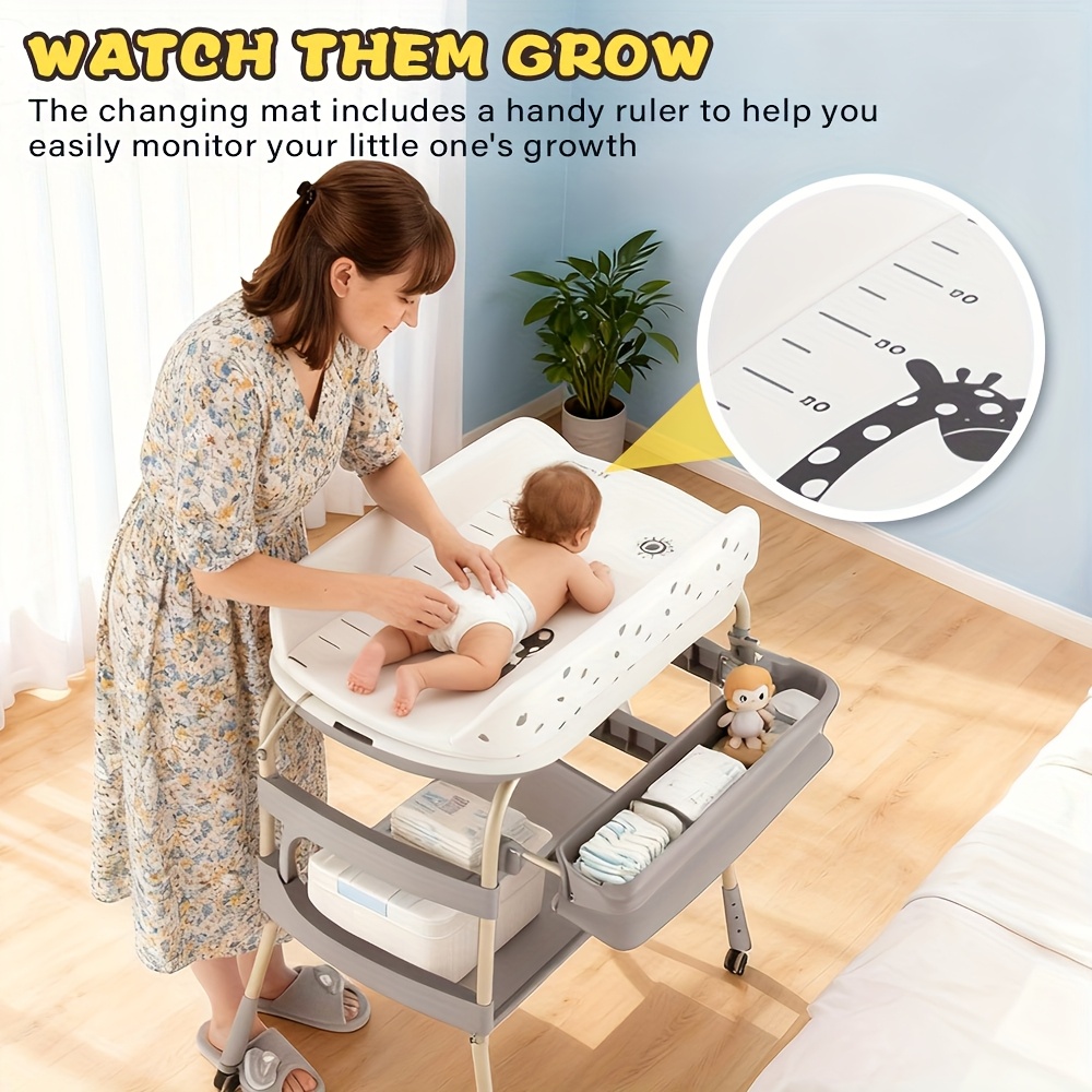 Foldable Baby Bathtub with Changing Table & Storage Shelf - Heavy-Duty Portable Bath Tub with Locking Wheels, Adjustable Height, Safety Harness & Diaper Changing Station, Space-Saving Design for Home, Travel, Nursery - Easy Assembly - Image 9