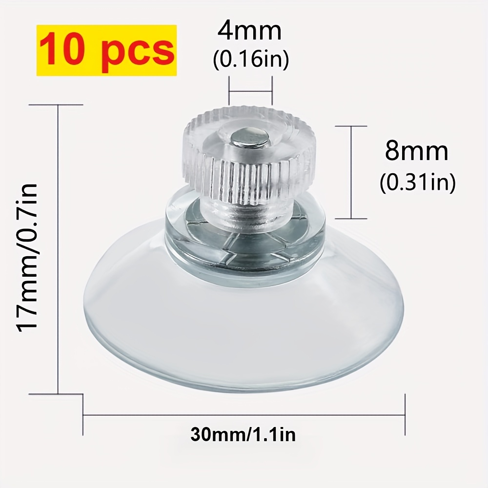 Image of Set Of 10 Transparent Suction Cups Made Of Pvc, Designed For Holding Items In Bathrooms, Kitchens, And Offices, Complete With Screws, Utility Hooks