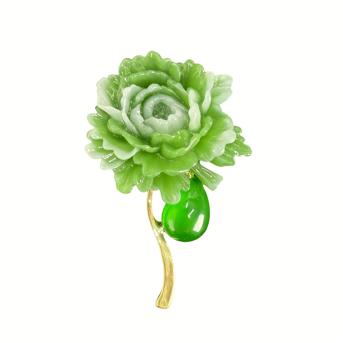 E-shop Grüne Pfingstrose Blumen Brosche High-End, Exquisite und Elegante Grüne Pfingstrose Brosche für Damenmode Bekleidungszubehör, Anstecker,