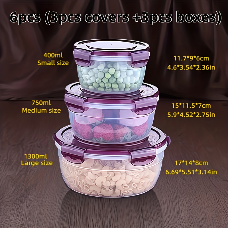 Image of 6pcs (3pcs Lids And 3pcs Containers), Plastic Food Storage Containers With Lids, Airtight And Leak-proof Meal Prep Containers, Microwave, Oven, Freezer, Dishwasher Safe And Prep Set