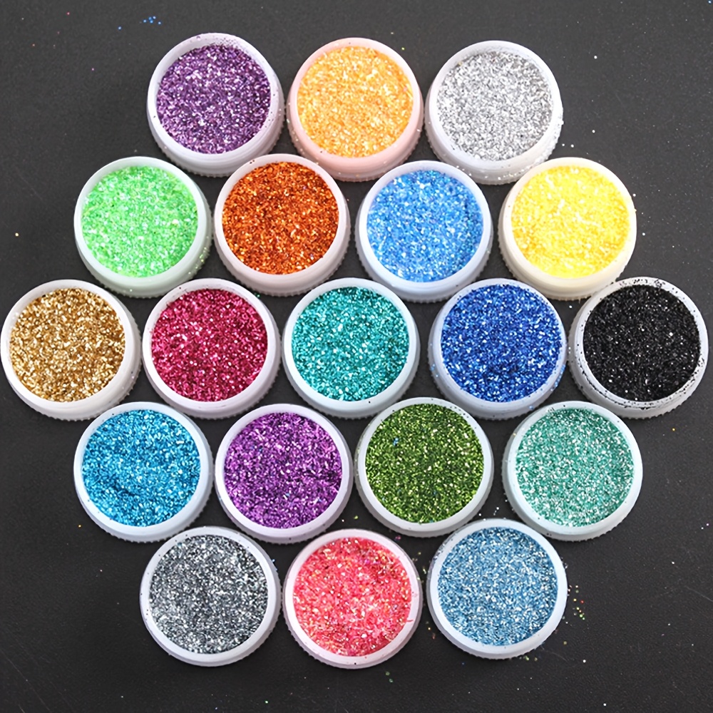 64 Bottles * 32 Colors Ultra-Fine Glitter Glitter Powder Set Holographic Glitter Powder Suitable for Glass Cups DIY Decoration, Art and Craft Glitter Epoxy Resin Fluorescent Glitter Body Nail Face Hair Eye Shadow Makeup