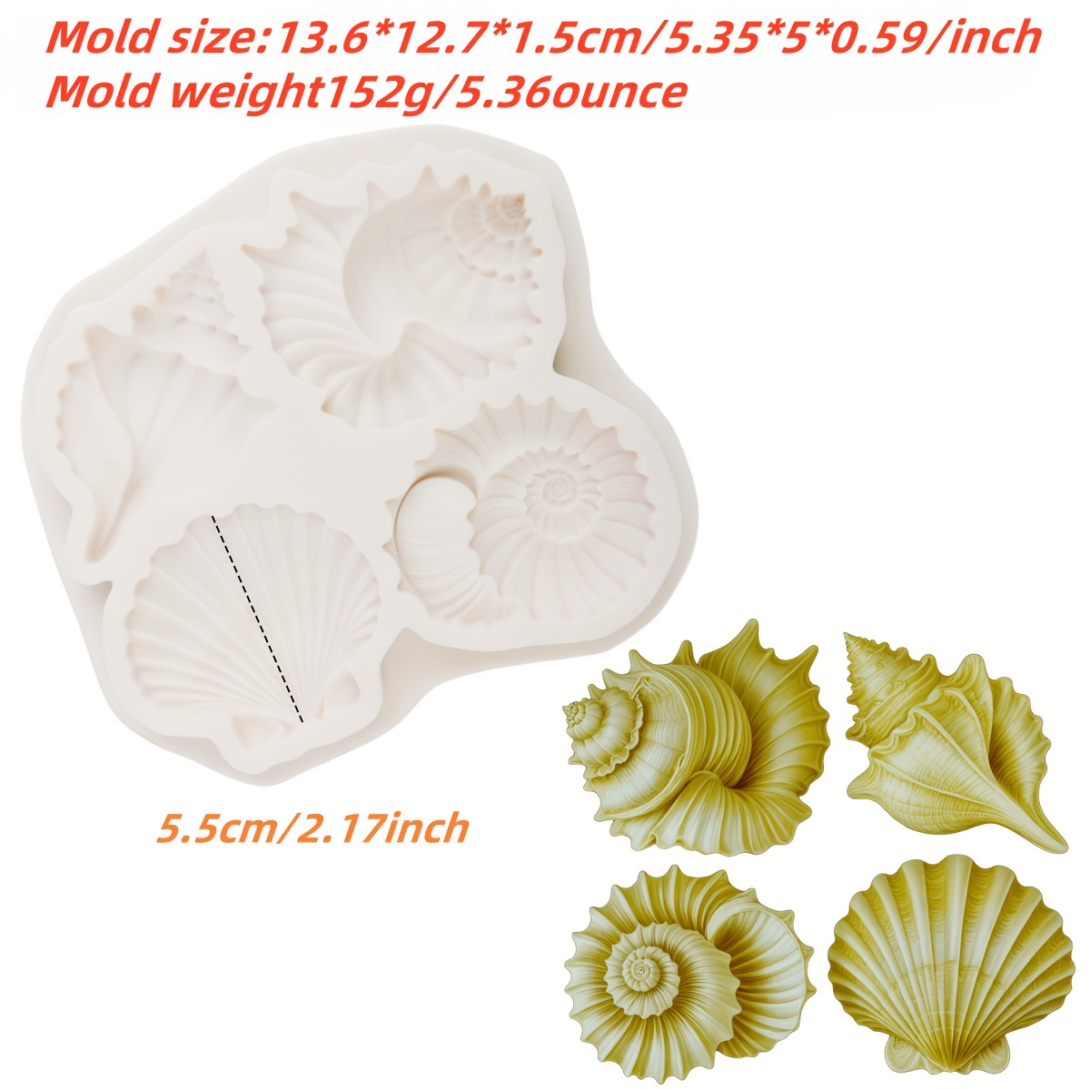 Image of 1pc Creative Shell Silicone Mold, Kitchen Baking Decoration Tool, Ocean Cake Dessert Chocolate Handmade Candy Pastry Flipping Sugar Mold, Craft Resin Liquid Mold, Casting Mold