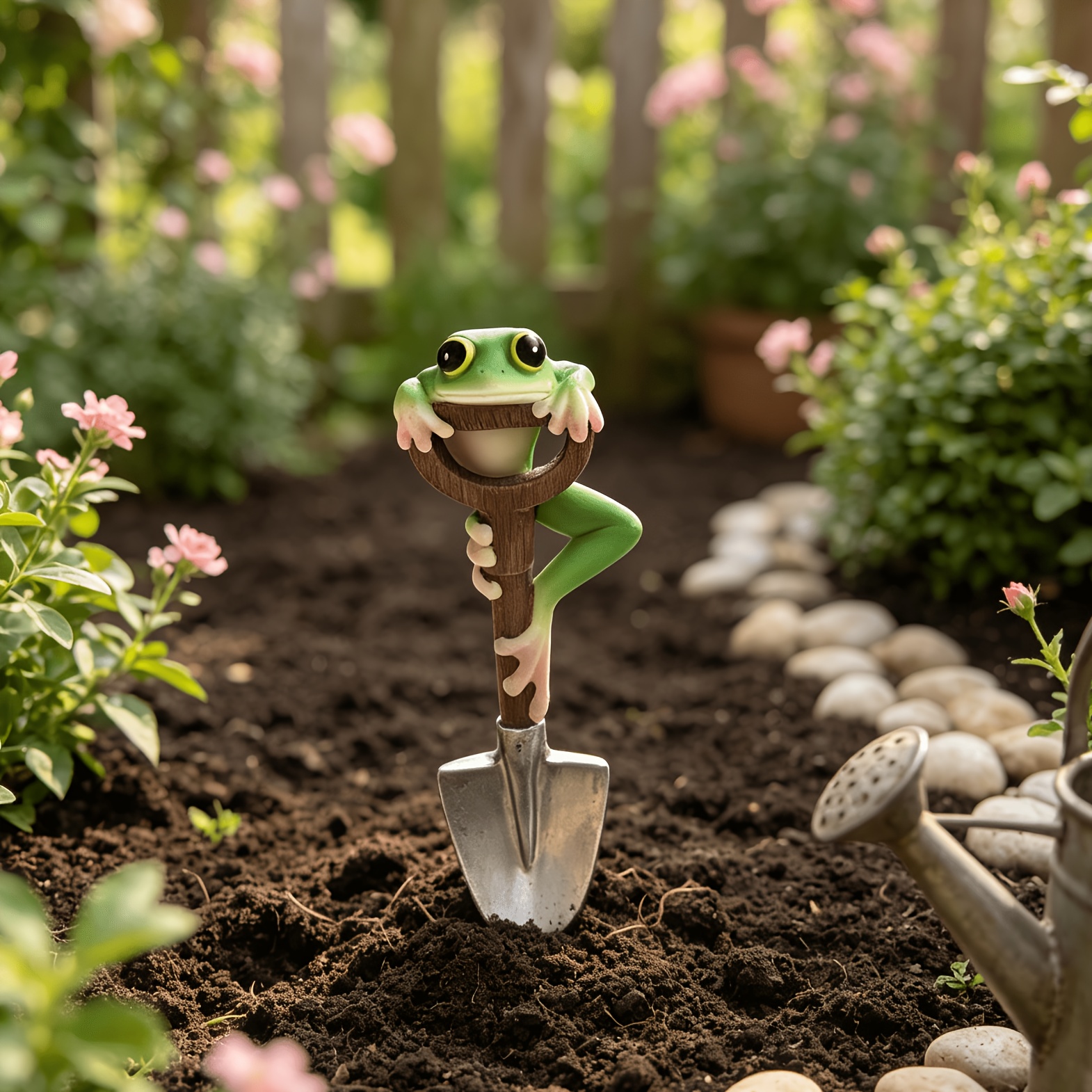 TEMU 1pc Embrace Shovel Climbing - Resin Ornament, Flower Pot Decoration Garden Ground Plug Scenery Fun Forest Micro-landscape Gardening Atmosphere