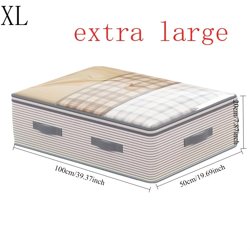 TEMU 80/100cm Extra Large Heavy-duty Non-woven Fabric Storage Organizer Bag With Transparent Window & Lid Suitable For Wardrobe, Under Bed, Travel -