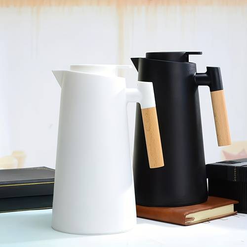 1000ml 34oz insulated coffee pot 3 colors plastic exterior glass water bottle suitable for hot or cold drinks double walled vacuum coffee pot water bottle insulated and cold