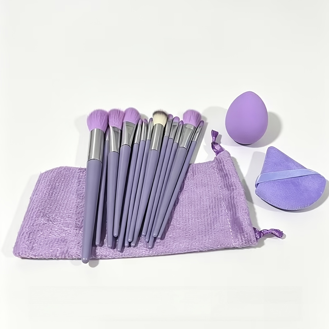 TEMU 16-teiliges Set hochwertige professionelle Make-up Pinsel, inklusive 13 Make-up Pinsel, 1 Puff und 1 Make-up Ei, und 1 Aufbewahrungstasche,