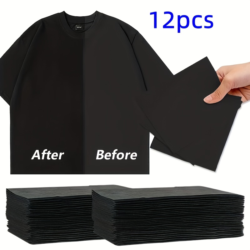 TEMU 12pcs Color- Black Fabric Sheets, Made Of Non-woven Fabric, Refresh Faded Clothing, Enhance Color , And Add A Soft , Simply And Effectively