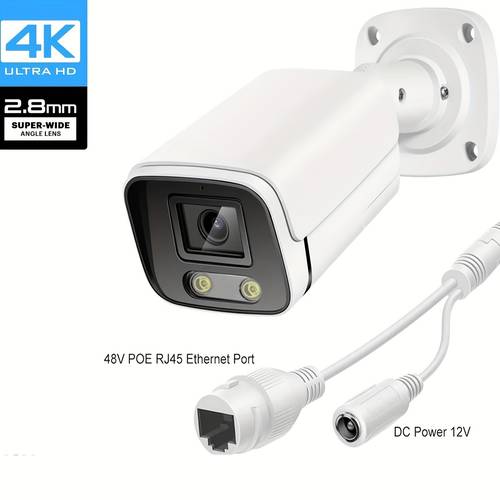 4k poe ip security camera outdoor camera 2 8mm color al intelligent detection built in microphone surveillance camera christmas system stem surveillance camera ip67 metal shell anti damage halloween security