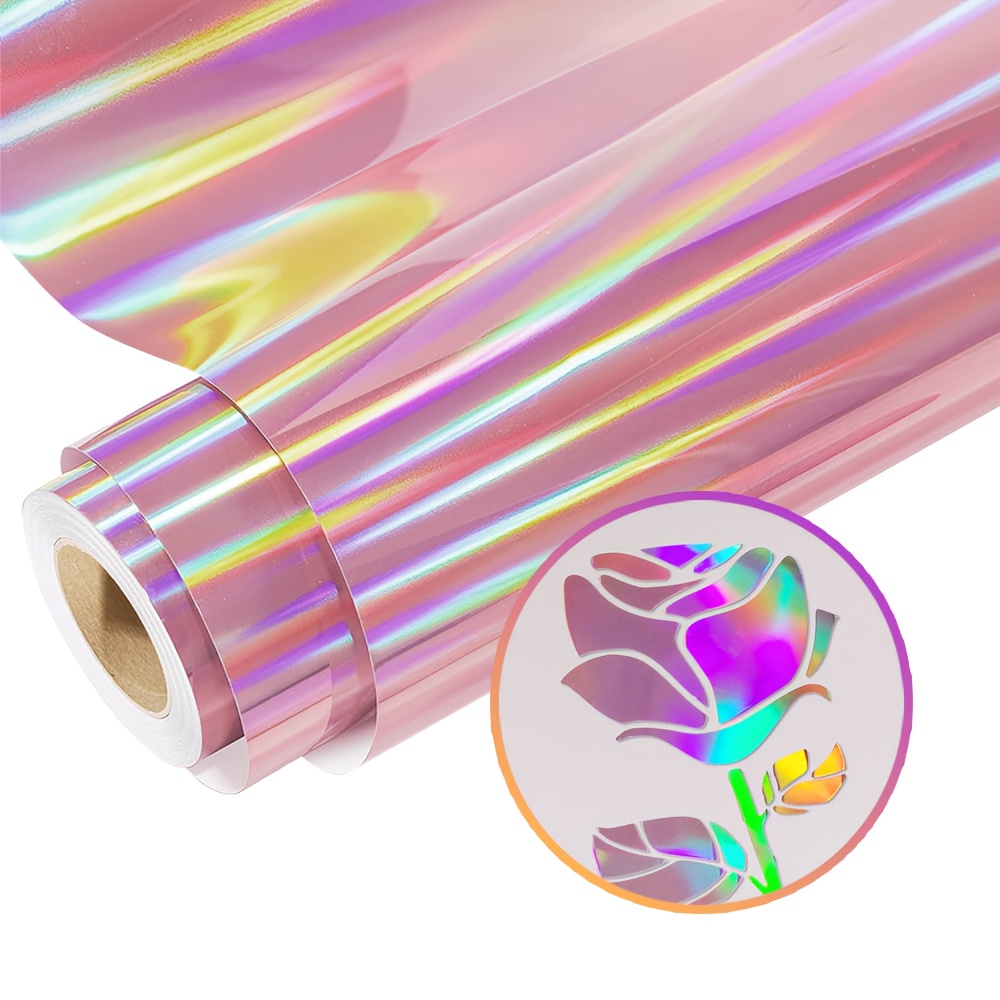 E-shop 1 Rolle Pink Holografischer Selbstklebender Vinyl Aufkleber - 12 Zoll X 35,4 Zoll, Langlebig und Einfach zu Transferieren, Ideal für Basteln,