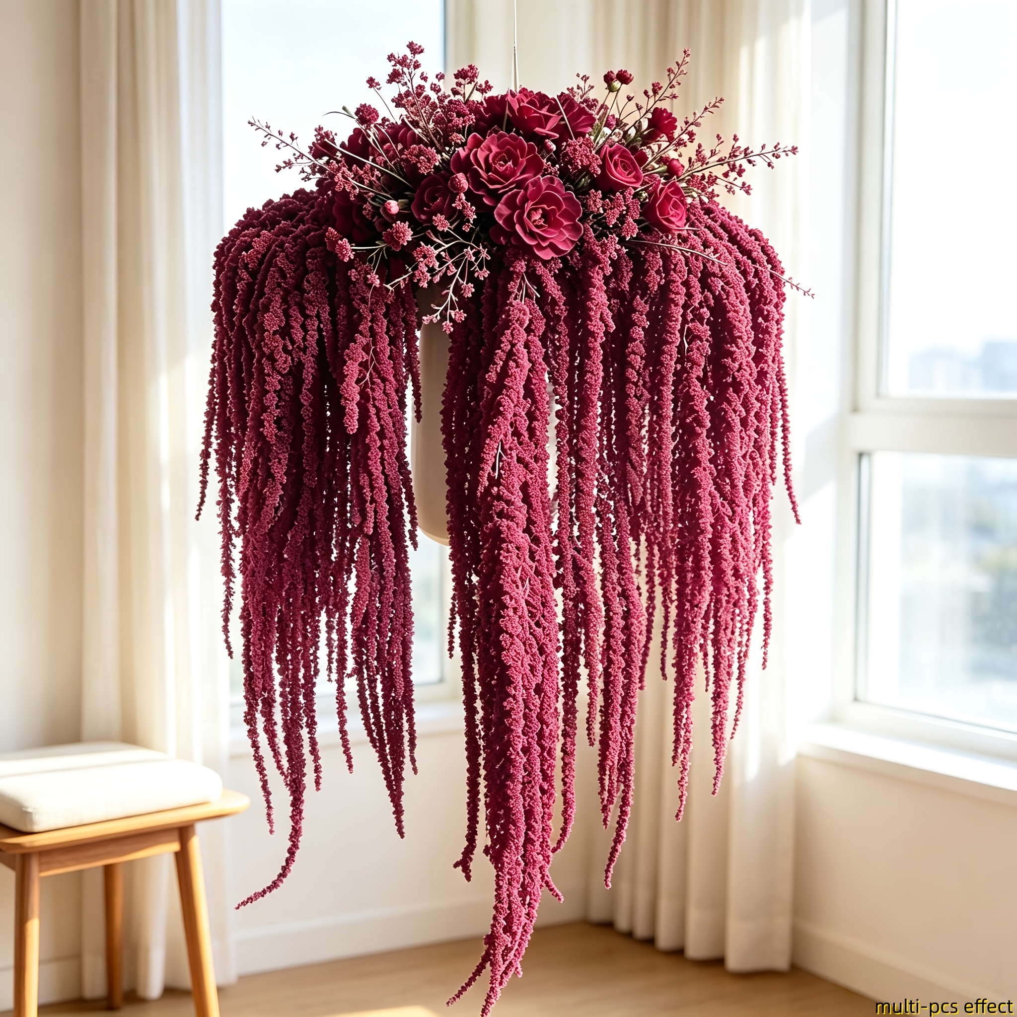 TEMU 37pcs Set - Artificial Amaranth Flowers/hanging Rice/ Tears - Elegant Green Wisteria Hanging Flowers, Suitable For Bohemian Home Decor, Parties,