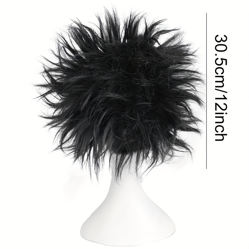 Image of Men's Black Wig, Wavy Layered Synthetic Hair, Perfect For Party Outfits, Men's Crazy Wig, Anime Style