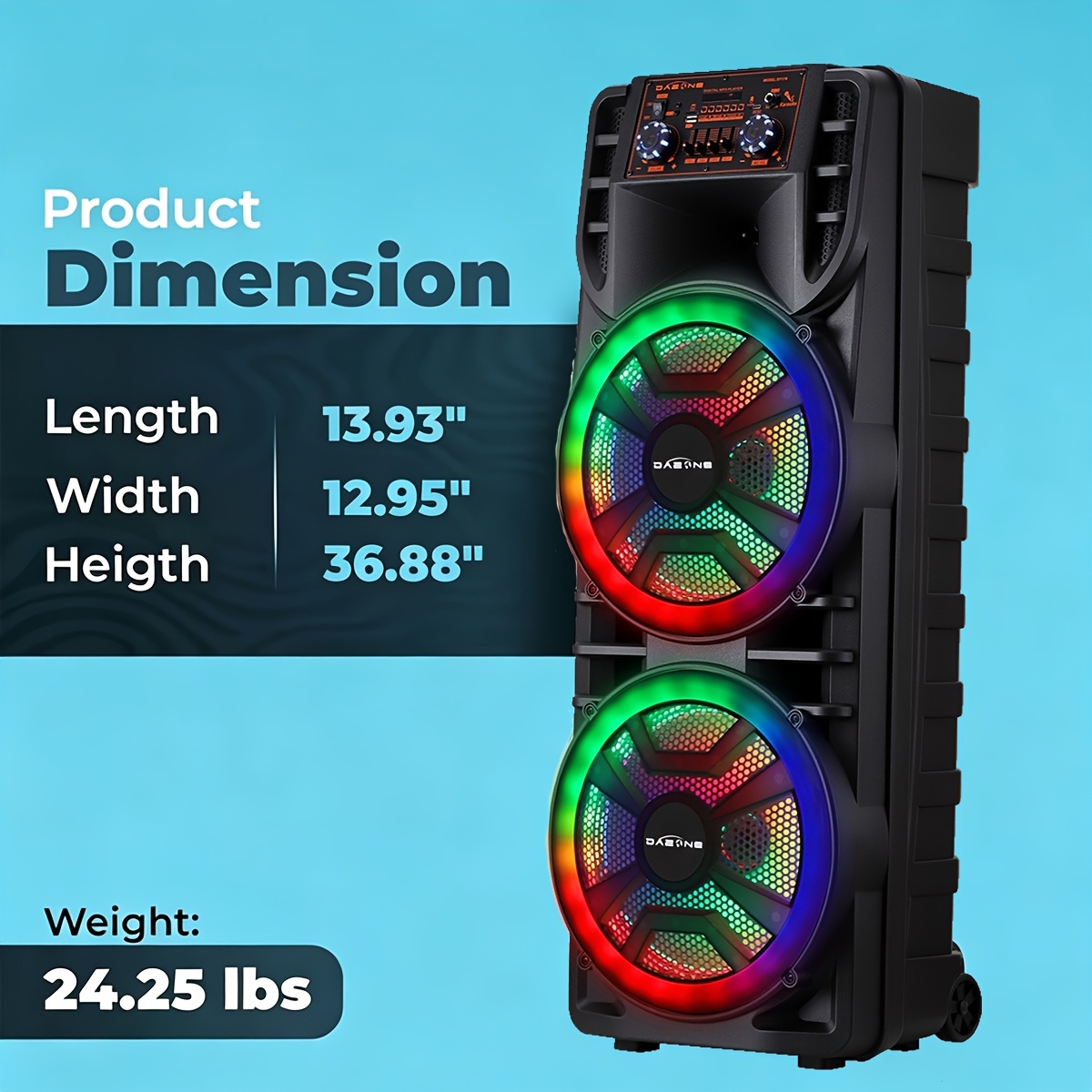 7000W Portable Wireless Speaker with RGB Party Lights