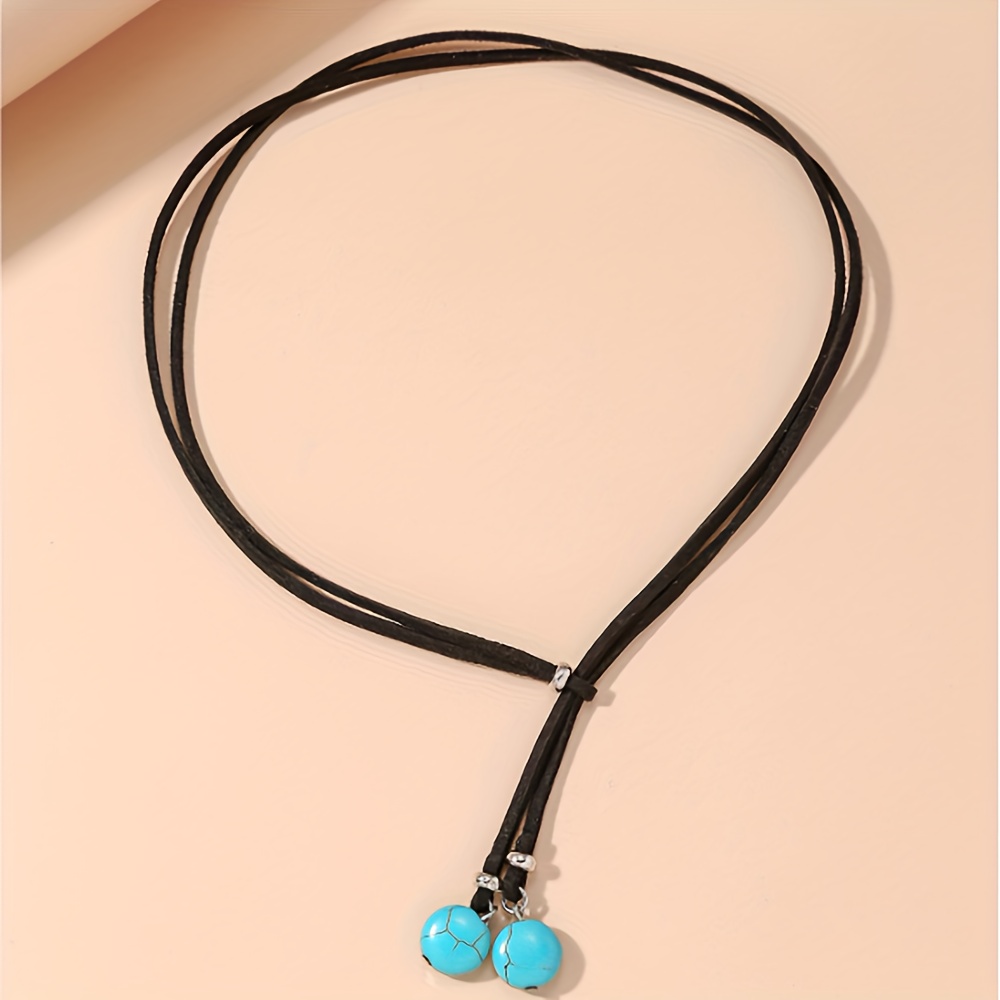 Boho Y Turquoise Bead Necklace for Women's Vacation