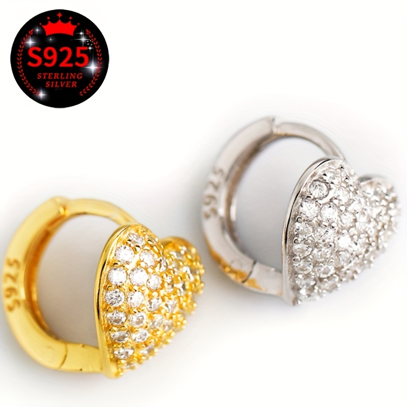 2pcs Studded Zirconia Heart Shaped Earrings with Packaging